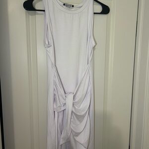 Chic White Tie-Front Midi Dress